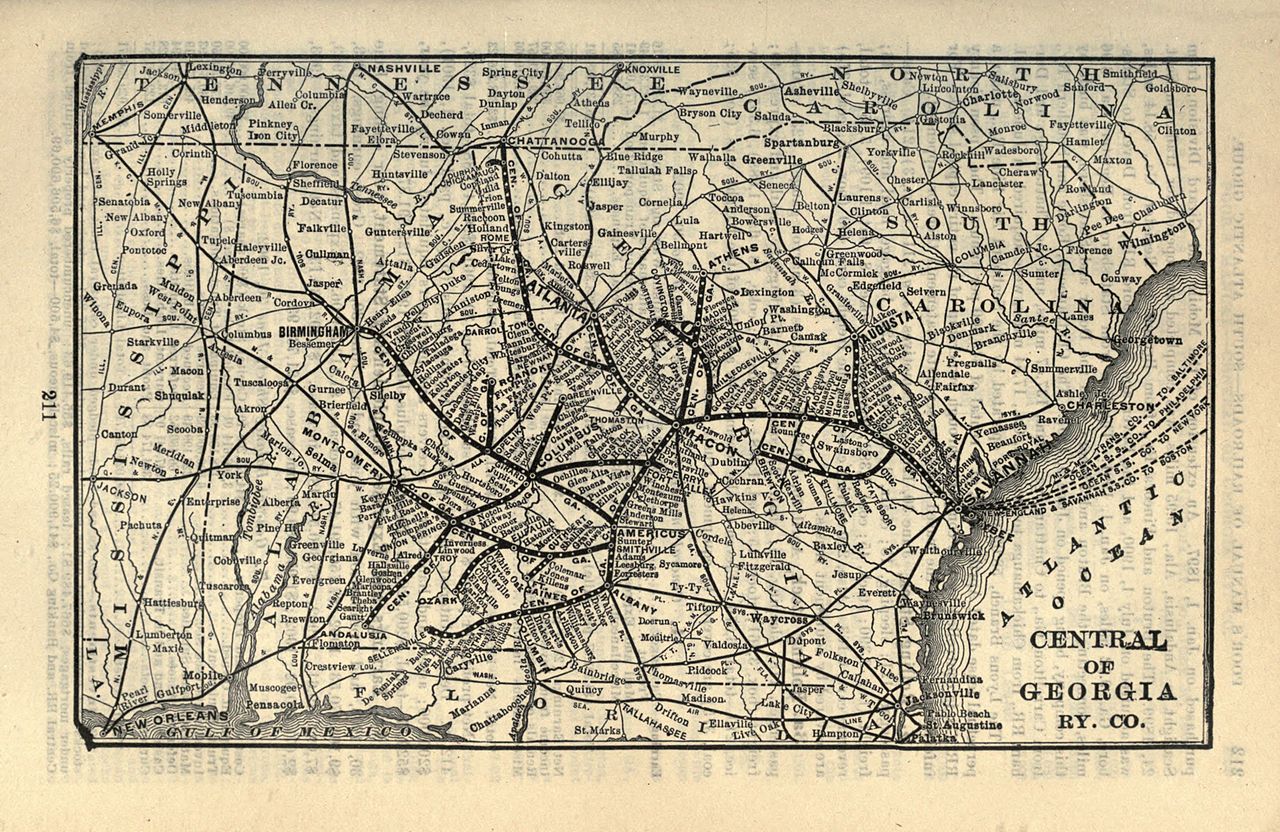 Map of Central of Georgia Railroad Lines
