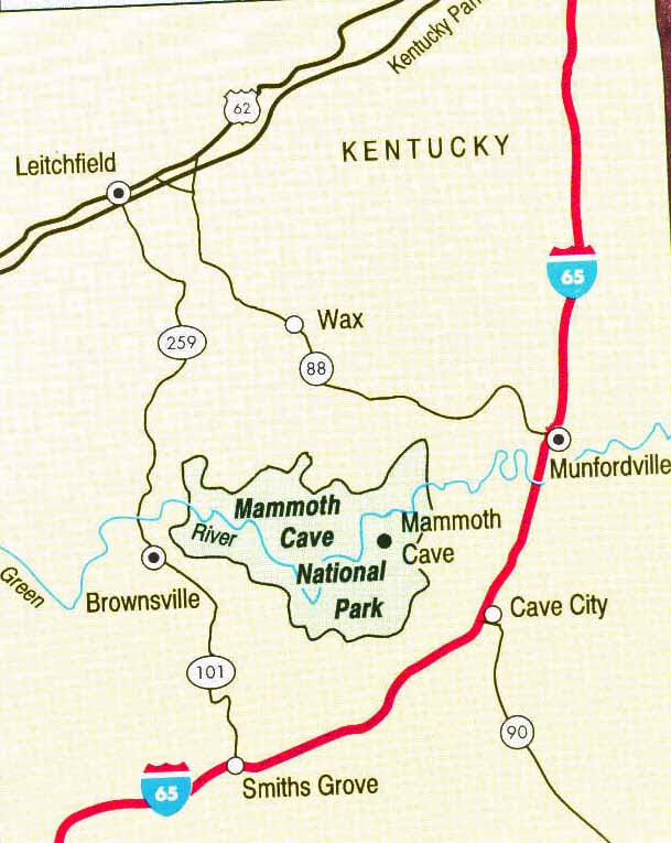 Map to Mammoth Cave