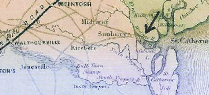Map of Midway, Georgia