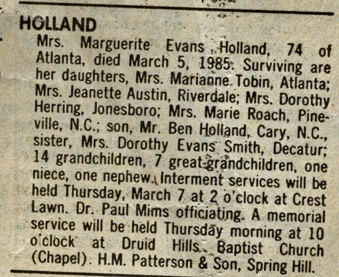 L. B. Holland Obituary
